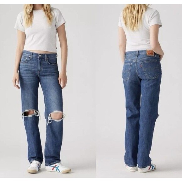 Levi’s Low Pro Straight Women’s Distressed Blue Jeans Size 29 - Picture 7 of 15